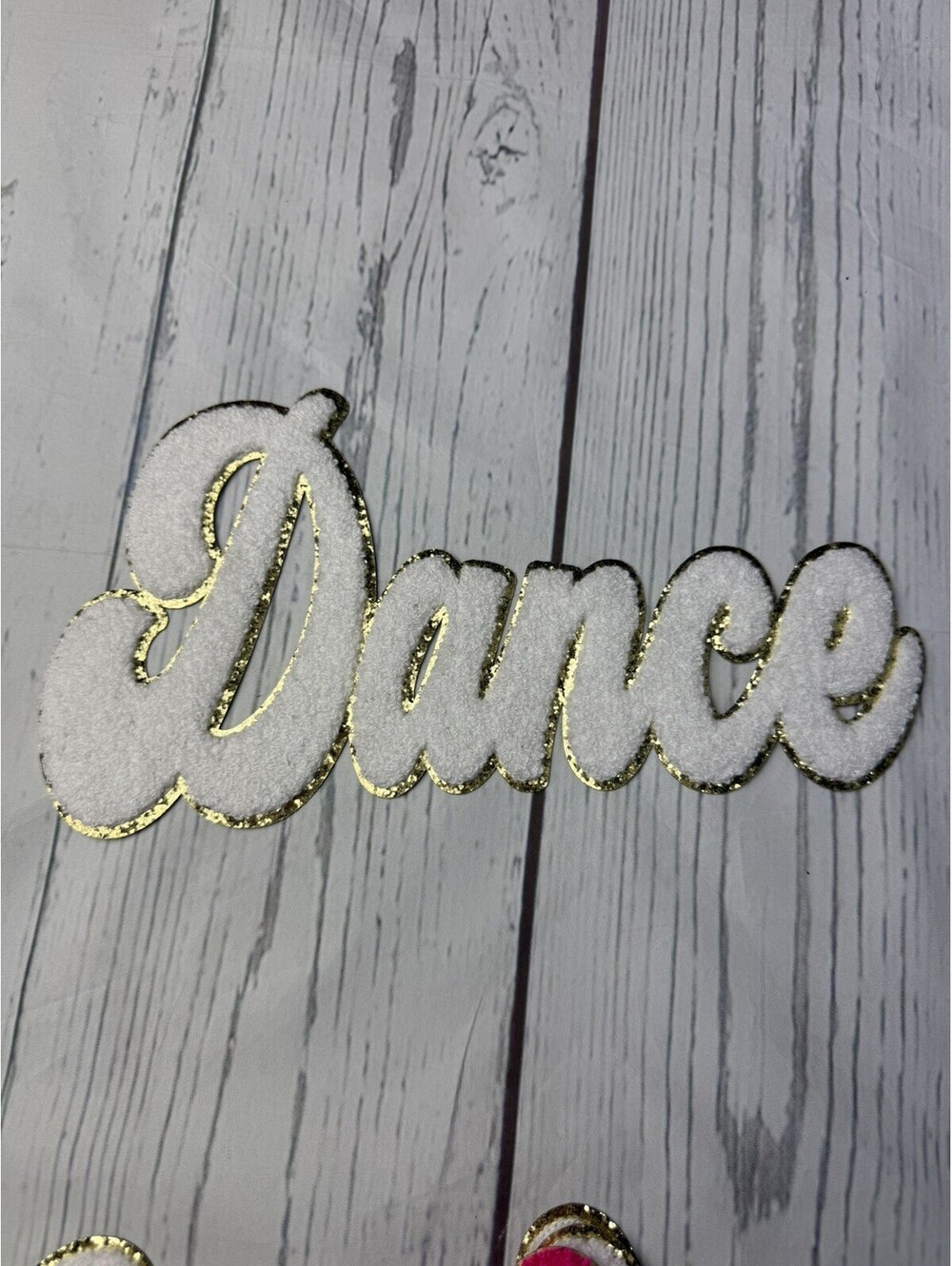 Chenille Iron-On Patch - 11 inch - Dance - white
